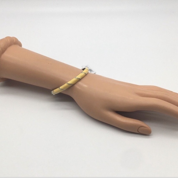 NEW Ann Taylor LOFT Yellow Enamel & Silver Tone Expandable Bangle Bracelet - Picture 1 of 3